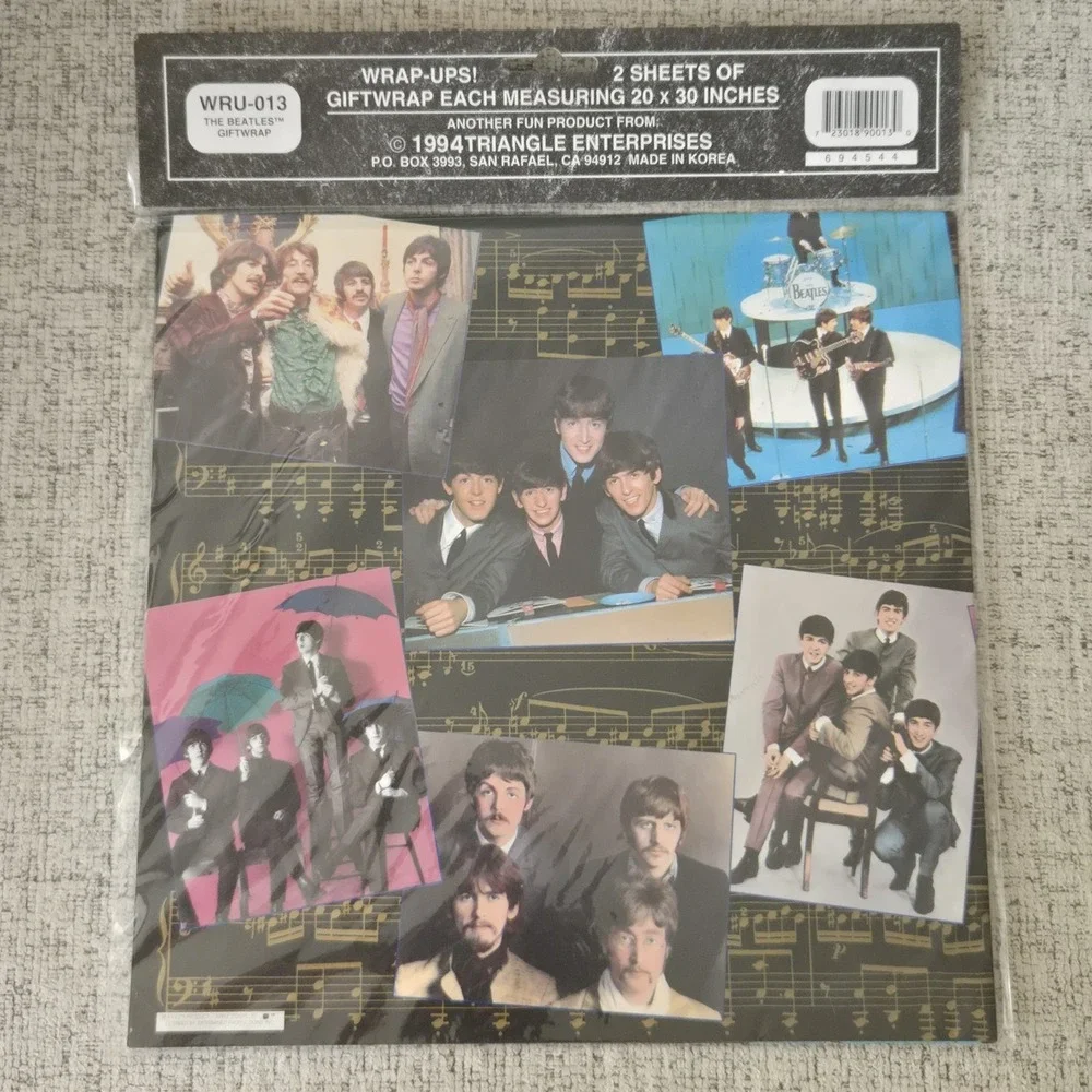 Vintage 1994 The Beatles Gift Wrap Sealed 2 Sheets 20x30